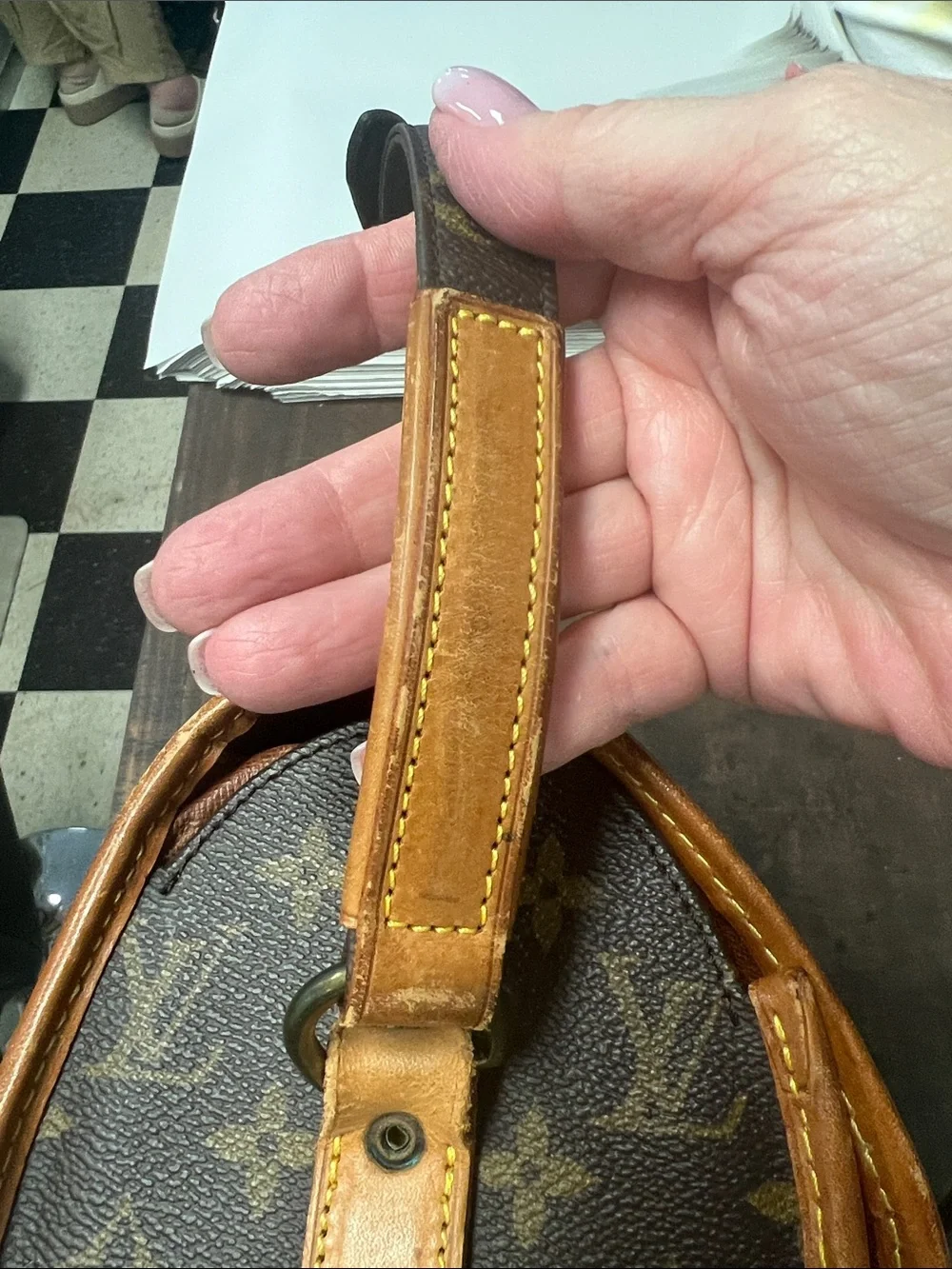 Louis Vuitton Monogram Shoulder Bag in Brown and Tan Leather